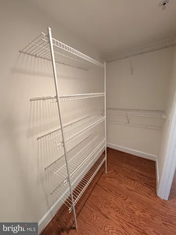 a view of an empty walk in closet