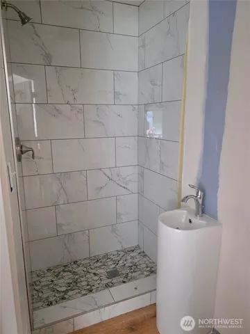 a bathroom with a sink