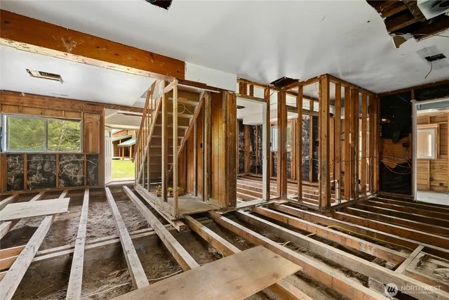 a view of a balcony with staircase