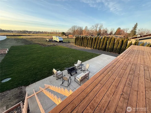 a view of a terrace with chairs