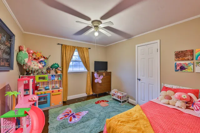 a bedroom with furniture and a bed