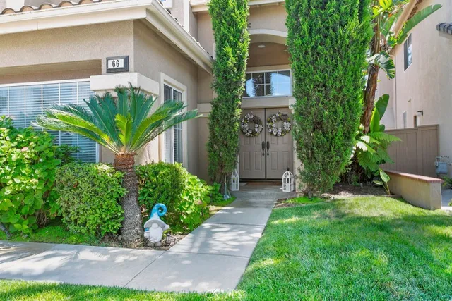 a view of a house with a yard and plants