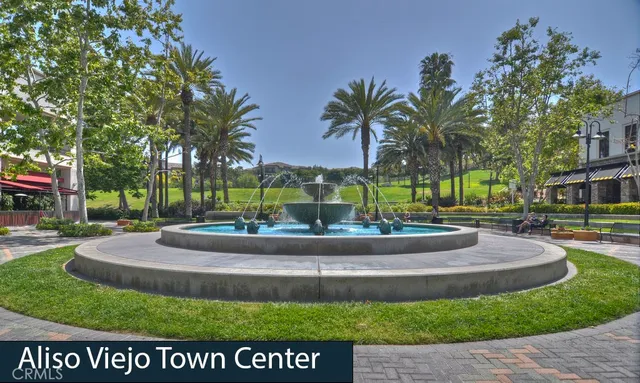 a view of a park with palm trees