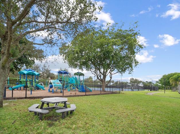 19426 Colorado Circle Boca Raton, FL 33434 - Photo 23 of 32 a swimming pool with outdoor seating and garden
