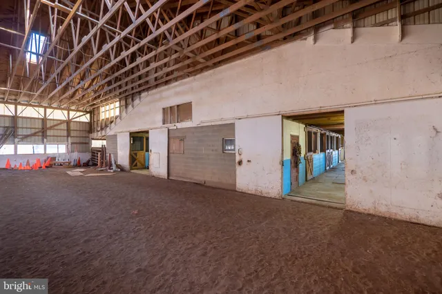 a view of a building with a garage