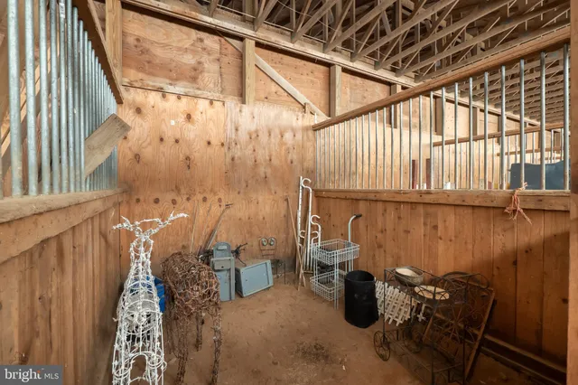 a view of a garage with furniture