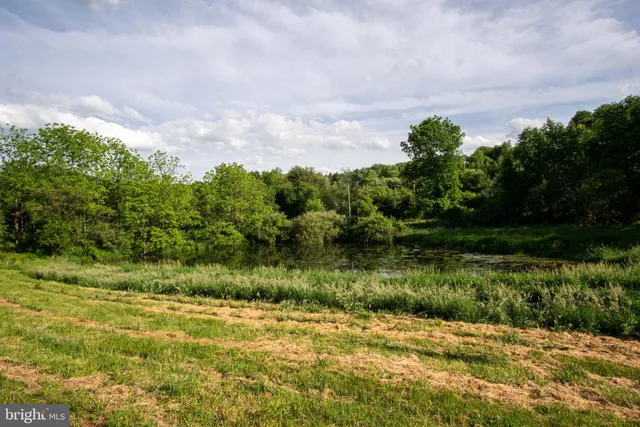 a view of a lake with a yard