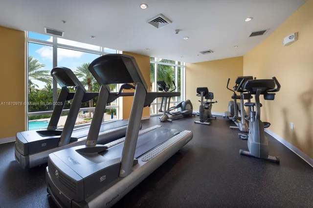 a view of a room with gym equipment