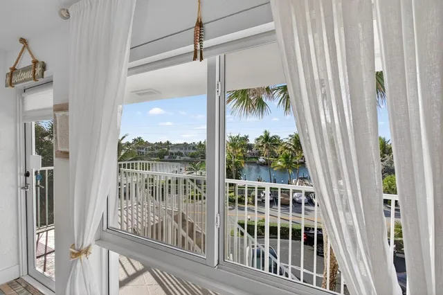 a view of a balcony with a porch
