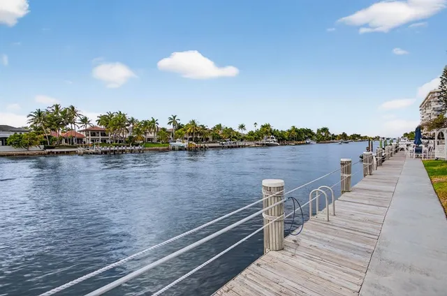 a view of a lake with a terrace