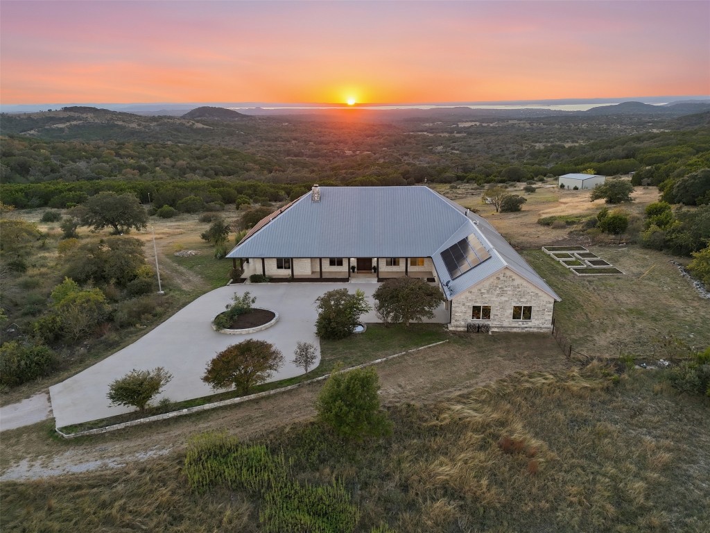 an aerial view of a house