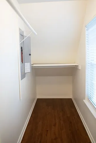 a view of an empty walk in closet