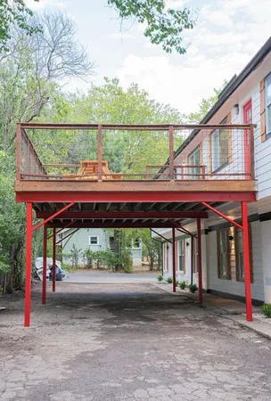 a view of a house with a balcony