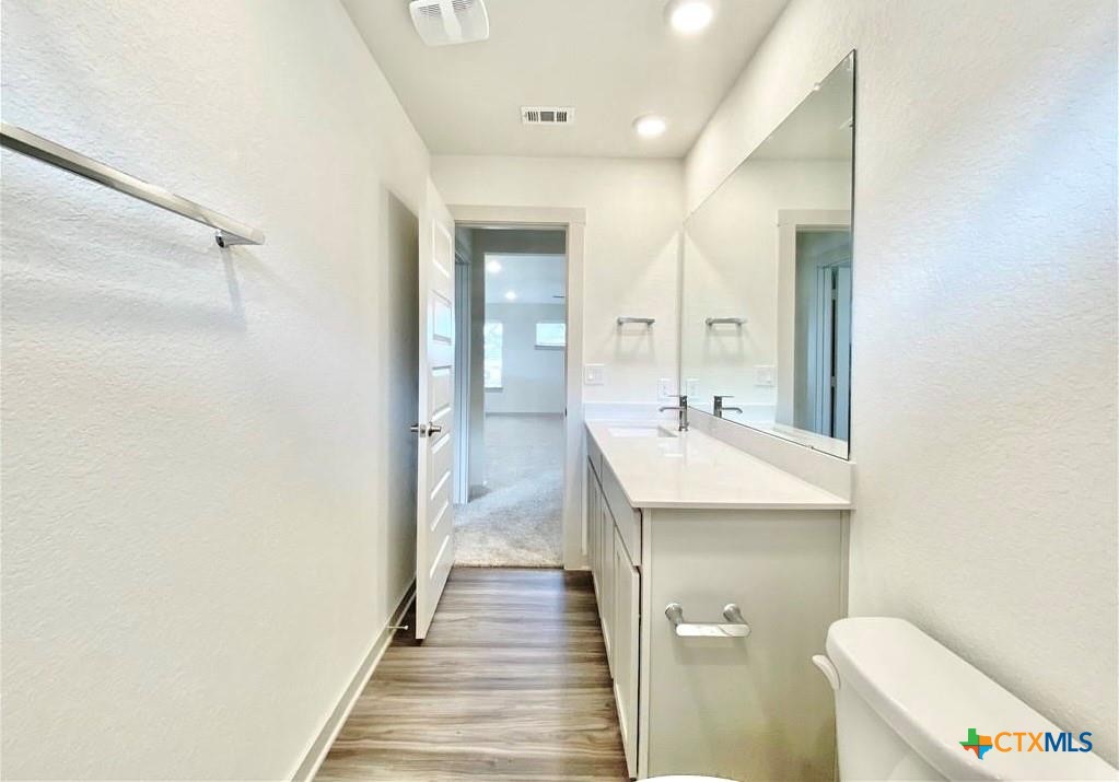 100 Geminiflora Bend Leander, TX 78641 - Photo 16 of 38 a bathroom with a sink a toilet and a mirror