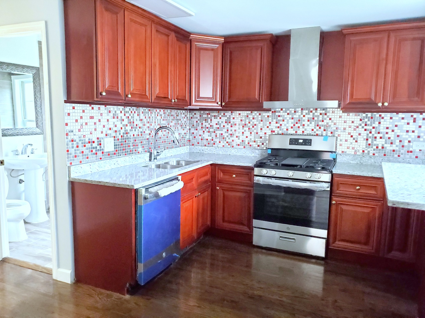 653 East 105th Street Chicago, IL 60628 - Photo 11 of 27 a kitchen with stainless steel appliances granite countertop a stove a sink and a microwave