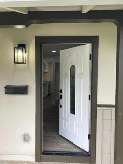 a front view of a house with entryway