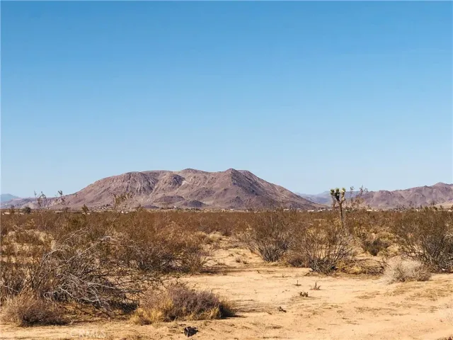 a view of a snow with a mountain in the background