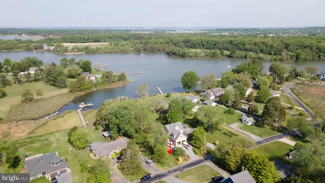 a view of a lake with a city