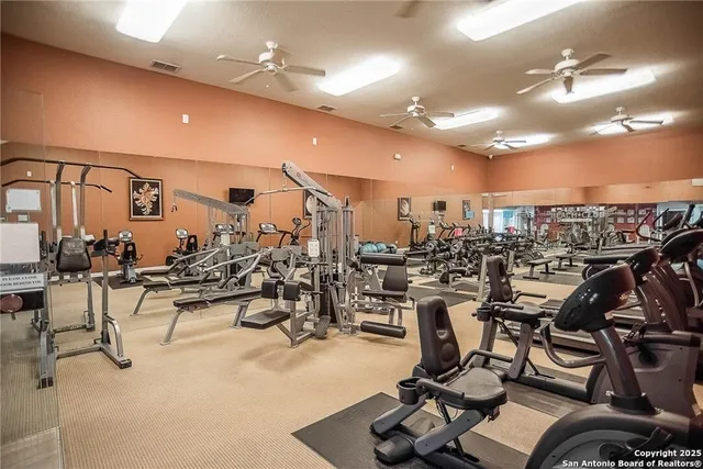 a view of a room with gym equipment