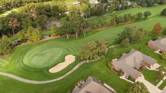 an aerial view of a house