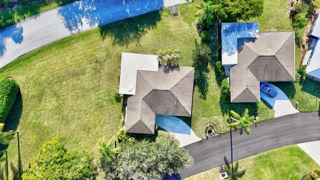 an aerial view of a house