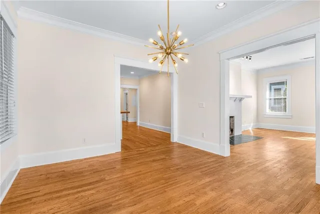 a view of a livingroom with a chandelier