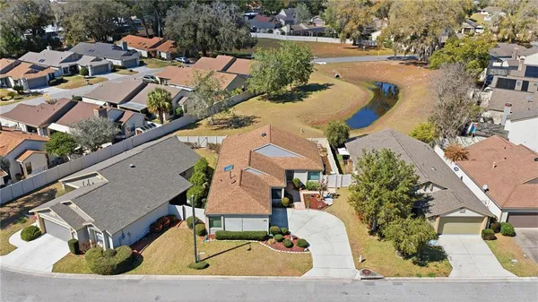 aerial view of a house with outdoor space