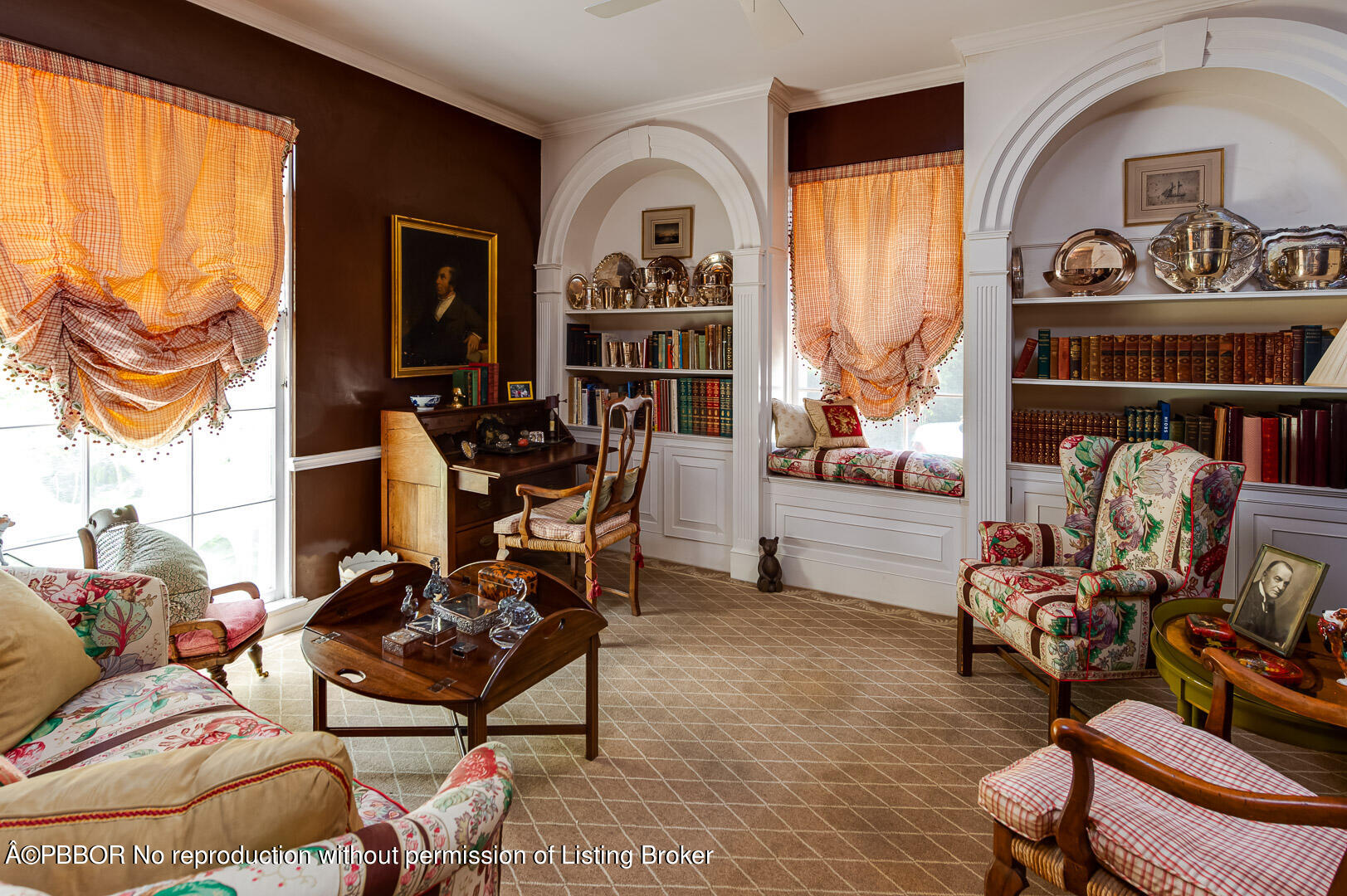 345 Pendleton Lane Palm Beach, FL 33480 - Photo 7 of 11 a living room with furniture a fireplace and large windows