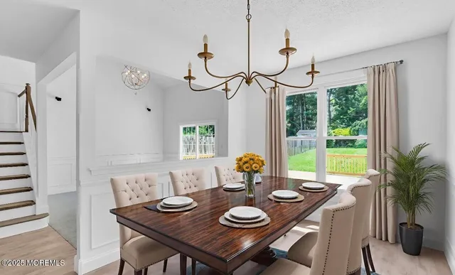 a view of an empty room with stairs