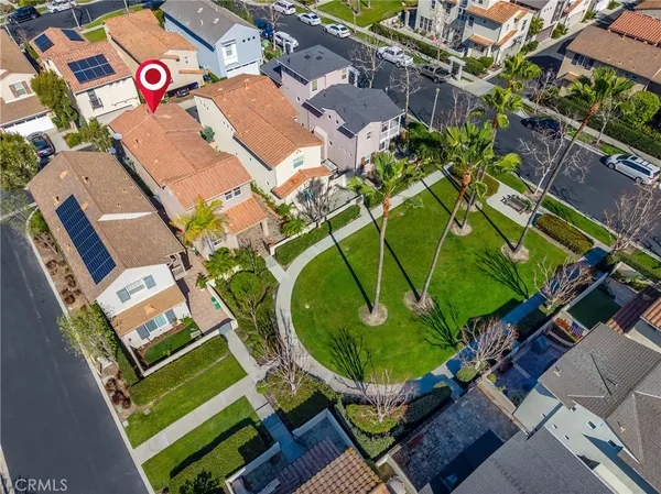 an aerial view of a house