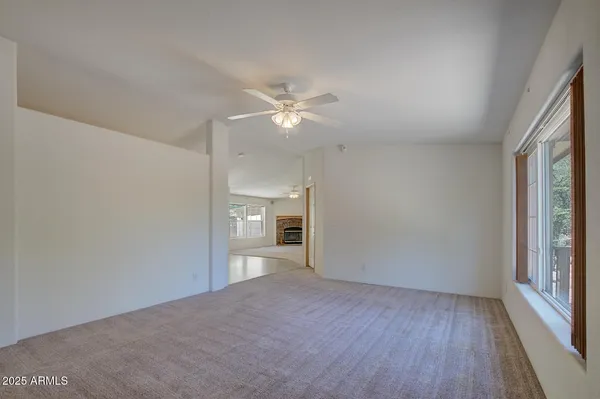 a living room with a fireplace