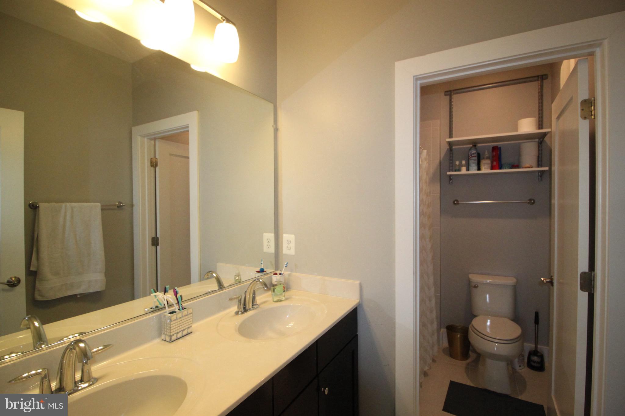 44738 Tiverton Square Ashburn, VA 20147 - Photo 52 of 66 a bathroom with a sink vanity granite toilet and a mirror