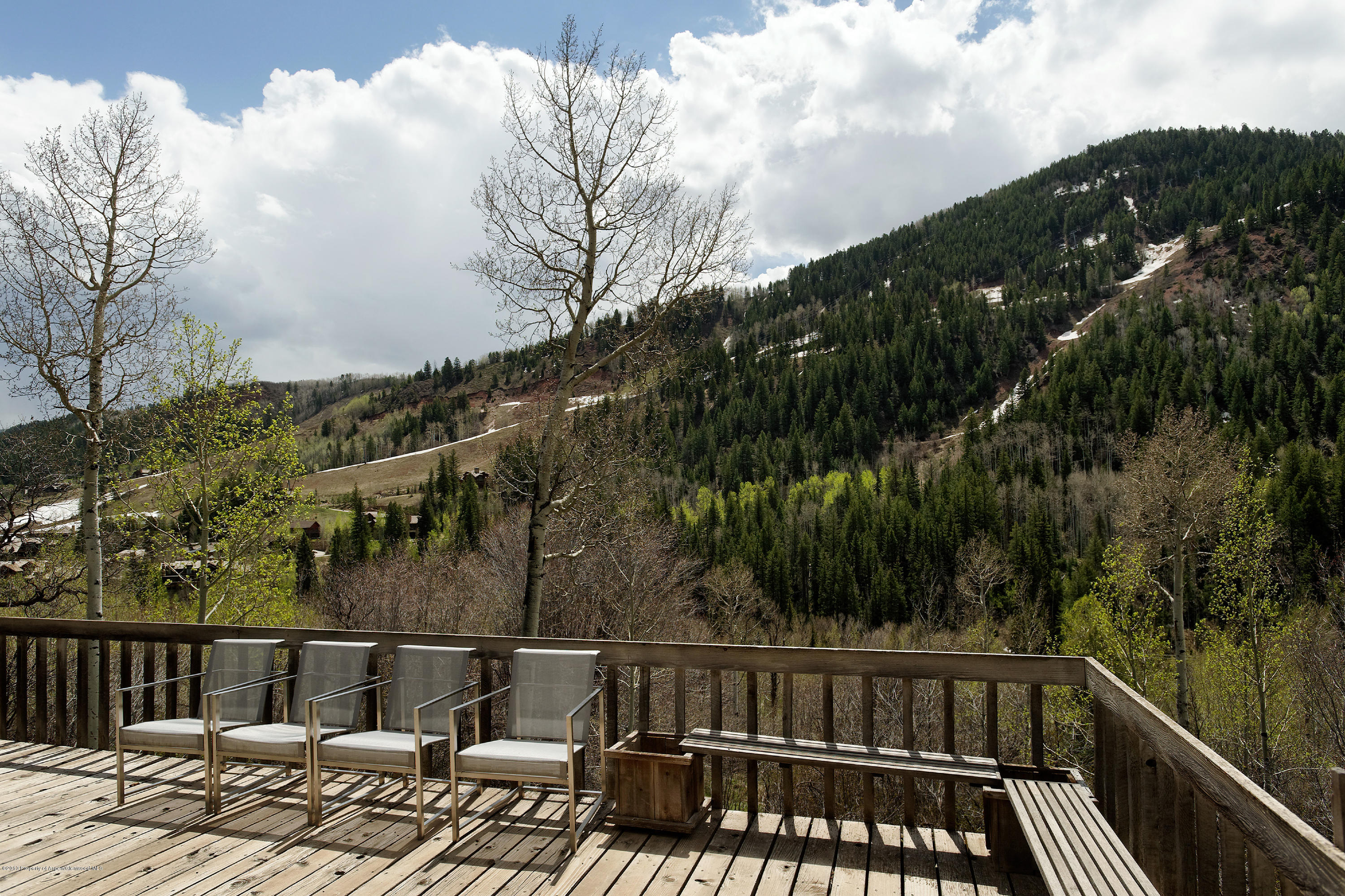 2021 Maroon Creek Road Aspen, CO 81611 - Photo 16 of 21 a view of balcony with wooden floor and trees