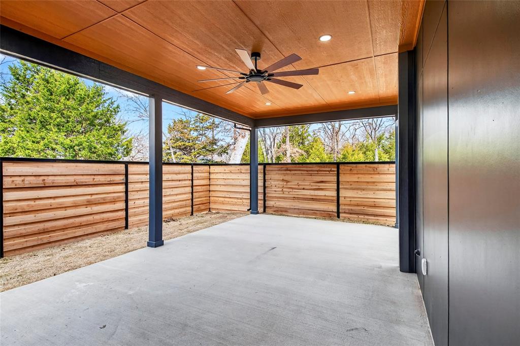 124 Aztec Drive Mabank, TX 75156 - Photo 27 of 33 Fenced backyard featuring a ceiling fan and a patio