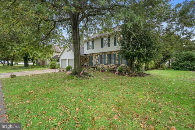 a view of backyard of house with green space