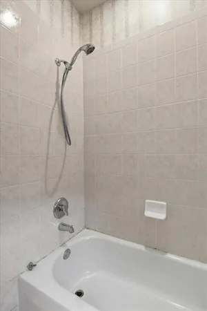 a bathroom with a tub