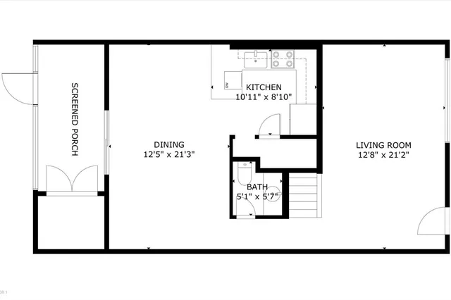 a view of a door and wooden floor in front of a house