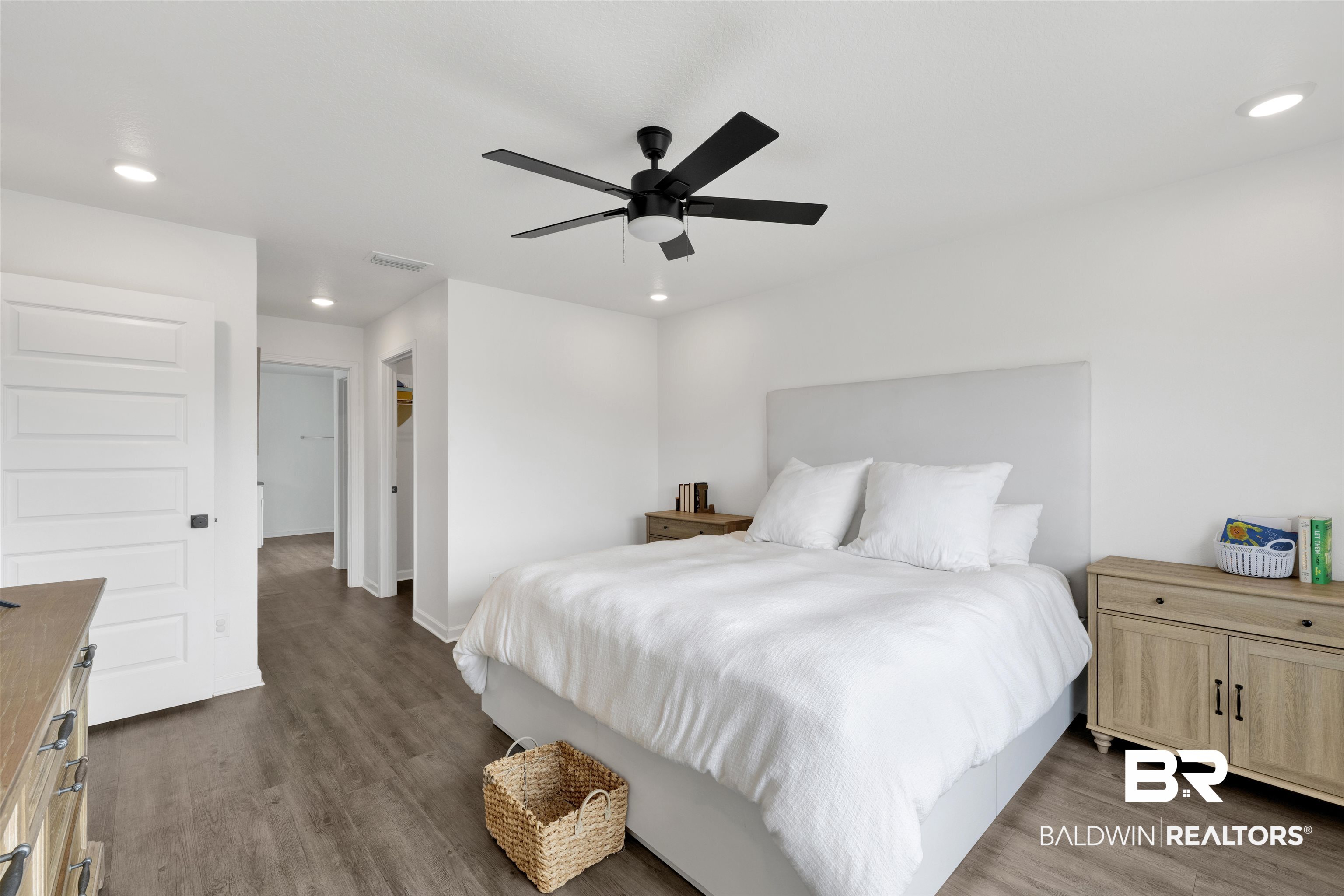 10763 Paget Drive North Mobile, AL 36608 - Photo 12 of 24 Bedroom featuring wood finished floors, recessed lighting, and a ceiling fan