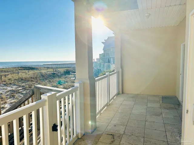 a view of a balcony with city view