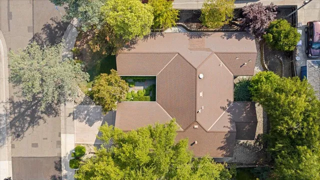 an aerial view of a house