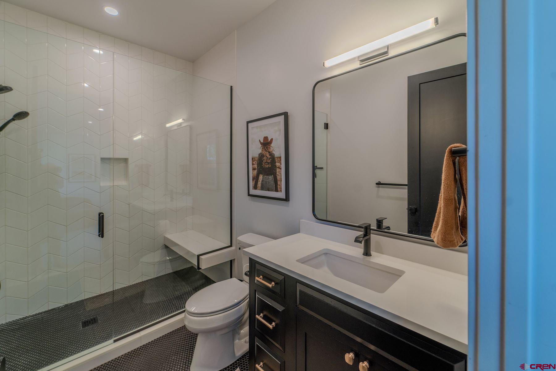 46 Bell Flower Court Durango, CO 81301 - Photo 32 of 40 a bathroom with a sink a toilet and shower