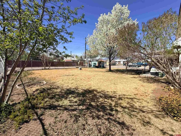 a view of yard with tree in front of it