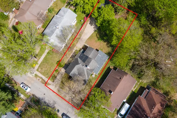 an aerial view of a house