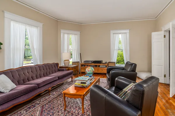a living room with furniture and a couch
