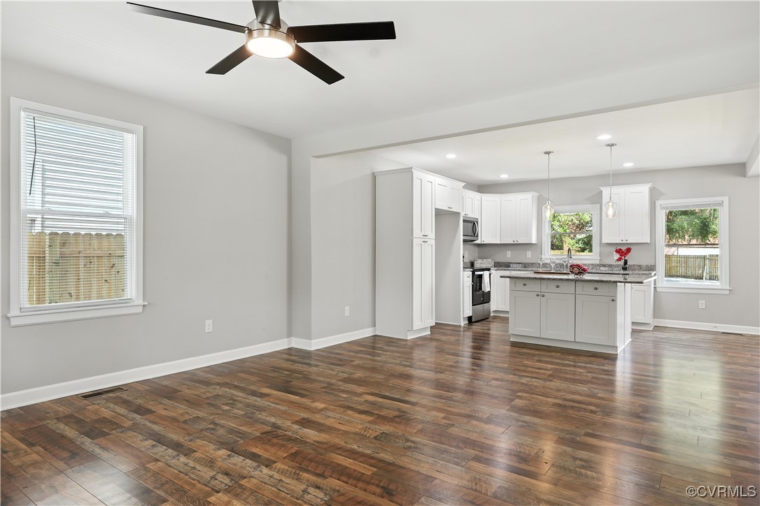 1409 Decatur Street Richmond, VA 23224 - Photo 4 of 33 Kitchen featuring a ceiling fan, dark wood-type fl