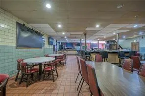 a view of a dining area with furniture