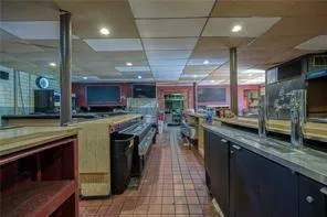 a kitchen with lots of counter top space
