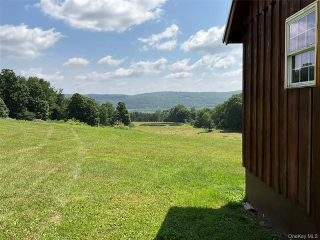 a view of an ocean from a yard
