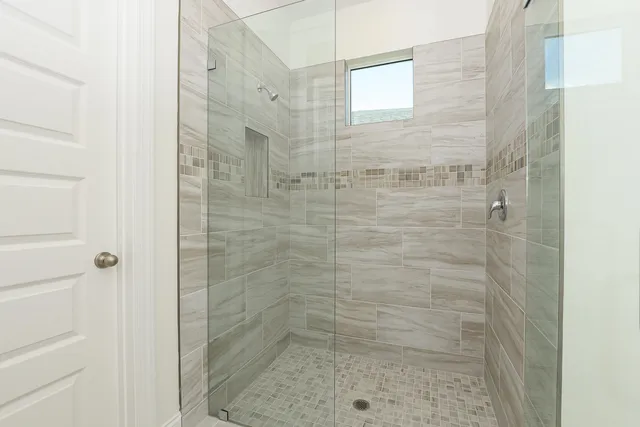 a bathroom with a shower