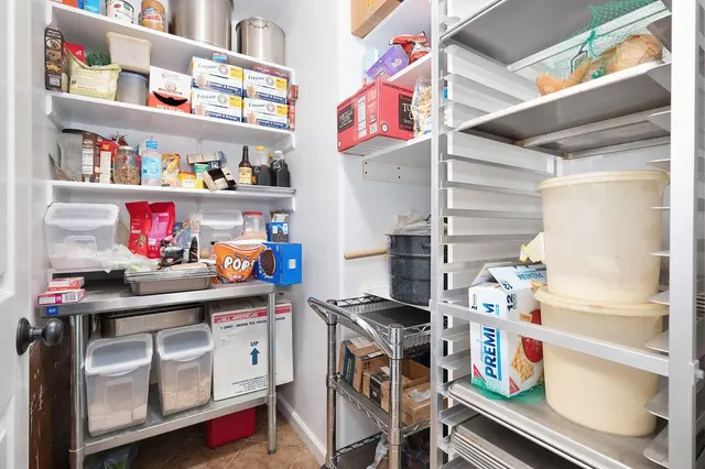 an aerial view of a house with a garden